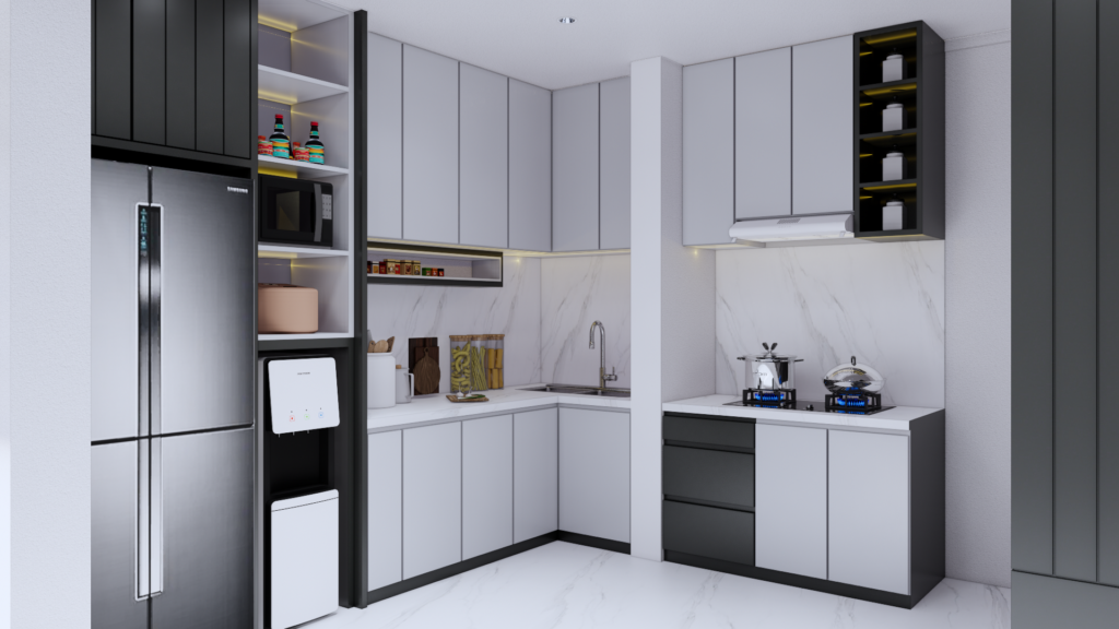 desain kitchen set custom 3D Tegal